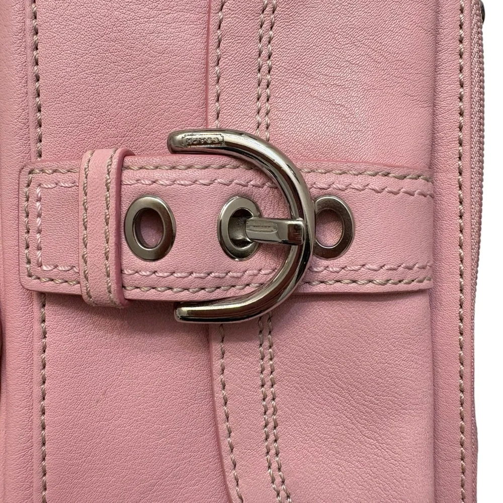 Coach vintage y2k RARE pink leather soho buckle clutch bag wristlet wallet Wow! - Picture 8 of 10